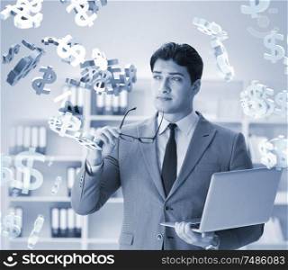 The businessman in dollar financial concept. Businessman in dollar financial concept