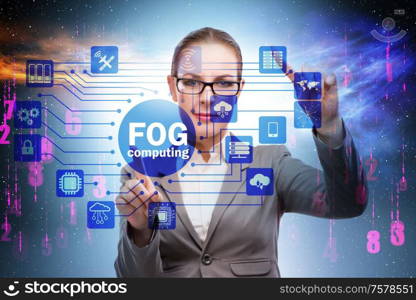 The businessman in edge and fog computing concept. Businessman in edge and fog computing concept