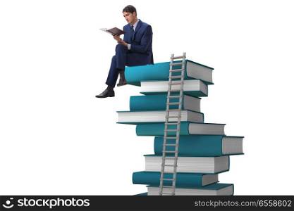 The businessman in education and learning concept. Businessman in education and learning concept. The businessman in education and learning concept