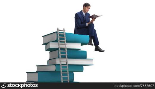 The businessman in education and learning concept. Businessman in education and learning concept
