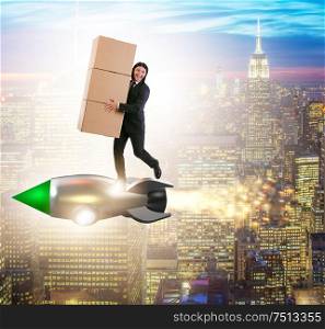 The businessman in fast delivery service. Businessman in fast delivery service