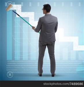 The businessman in financial forecasting business concept. Businessman in financial forecasting business concept