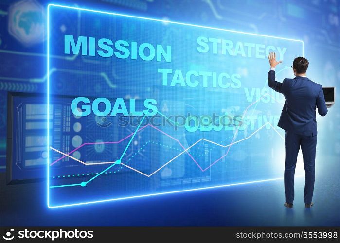 The businessman in strategic planning concept. Businessman in strategic planning concept. The businessman in strategic planning concept
