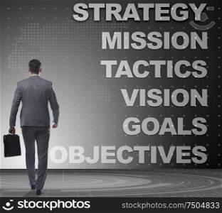 The businessman in strategic planning concept. Businessman in strategic planning concept