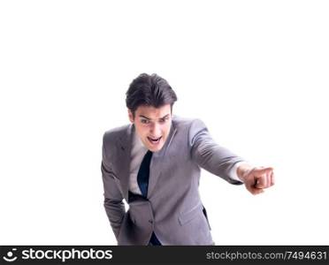 The businessman isolated on the white background. Businessman isolated on the white background