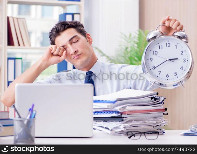 The businessman missing deadline for deliverables in office. Businessman missing deadline for deliverables in office