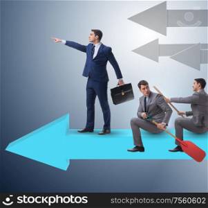 The businessman on line chart in business concept. Businessman on line chart in business concept