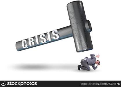 The businessman trying to survive during crisis. Businessman trying to survive during crisis