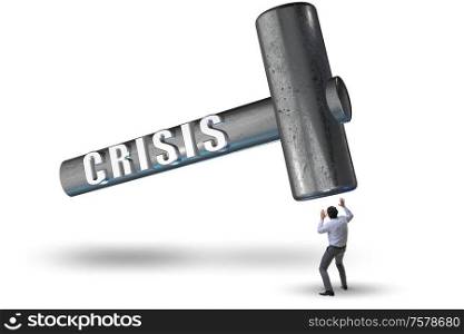 The businessman trying to survive during crisis. Businessman trying to survive during crisis