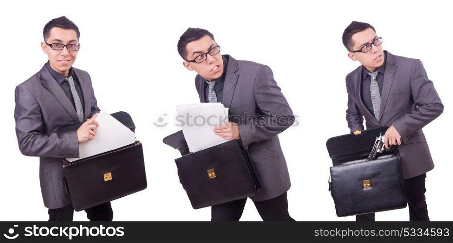 The businessman with briefcase on white. Businessman with briefcase on white