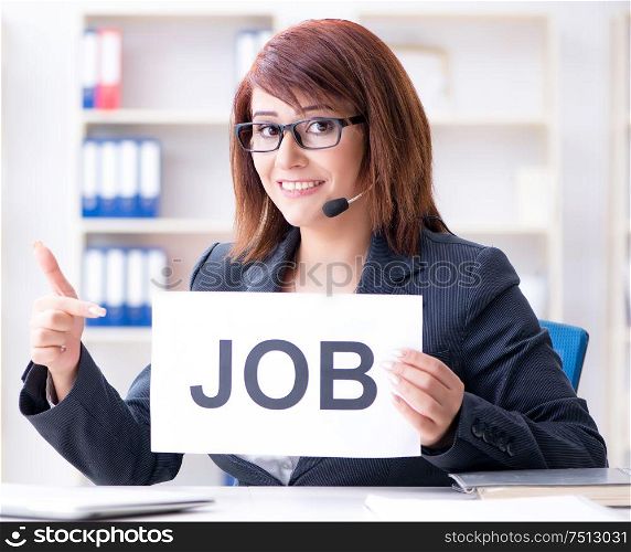 The businesswoman hiring new employees in office. Businesswoman hiring new employees in office