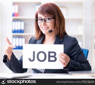 The businesswoman hiring new employees in office. Businesswoman hiring new employees in office