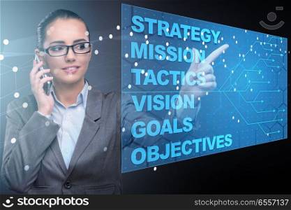 The businesswoman in strategic planning concept. Businesswoman in strategic planning concept. The businesswoman in strategic planning concept