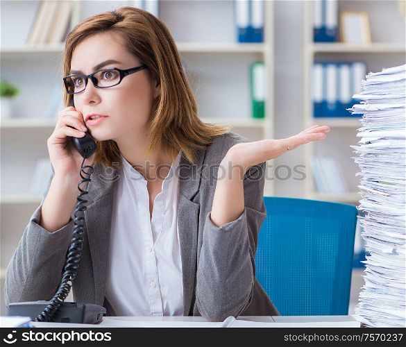 The businesswoman working in the office. Businesswoman working in the office