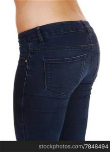 The butt from the back of a young woman in jeans with a great figure,isolated on white background.
