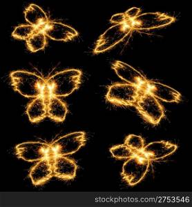 The butterfly from bengal fires. Abstract the image of an animal sparks of fire