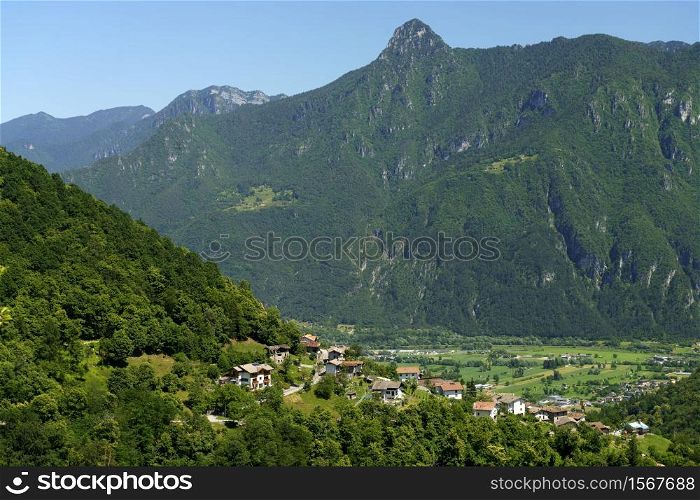 The Caffaro valley, near Bagolino in Brescia province, Lombardy, Italy, seen from the road of Cerreto