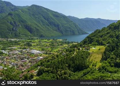 The Caffaro valley with Idro lake, near Bagolino in Brescia province, Lombardy, Italy, seen from the road of Cerreto