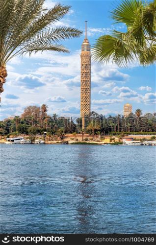 The Cairo Tower and the Nile view, Egypt.. The Cairo Tower and the Nile view, Egypt