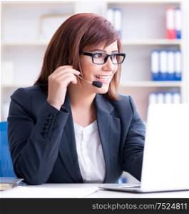 The call center operator working with clients. Call center operator working with clients