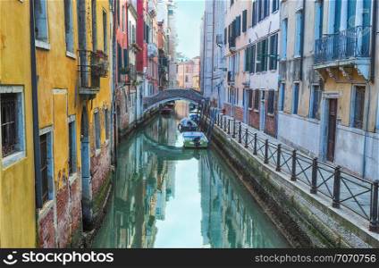 The canals venice veneto italy with bridge