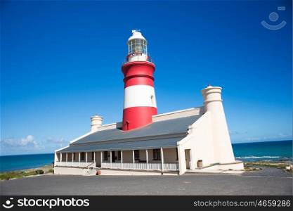 The Cape Agulhas lighouse at the most southern point in Africa.