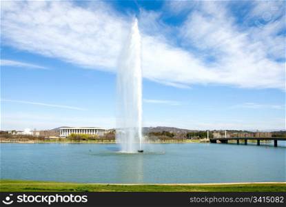 The Captain Cook Memorial Water Jet, Lake Burley Griffin, Canberra, Australia