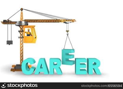 The career concept with crane lifting letters. Career concept with crane lifting letters. The career concept with crane lifting letters