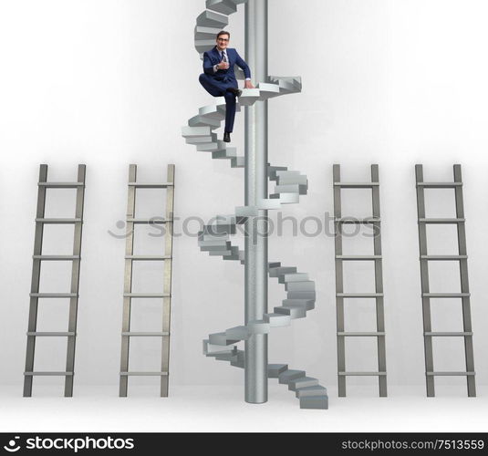 The career progression concept with ladders and staircase. Career ...