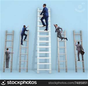 The career progression concept with various ladders. Career progression concept with various ladders