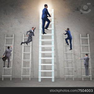 The career progression concept with various ladders. Career progression concept with various ladders