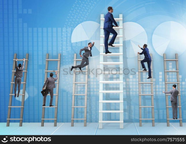 The career progression concept with various ladders. Career progression concept with various ladders