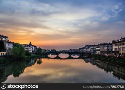 The Carraia bridge is one of the bridges crossing the Arno River in Florence between the historic center and the Oltrarno district