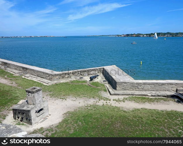 The Castillo de San Marcos Fort in St Augustine, Florida looking towards the Atlantic