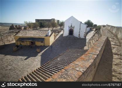 The Castilo in the town of Castro Marim at the east Algarve in the south of Portugal in Europe.. EUROPE PORTUGAL ALGARVE CASTRO MARIM CASTILO