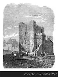 The Castle, Newcastle, vintage engraved illustration. Colorful History of England, 1837.
