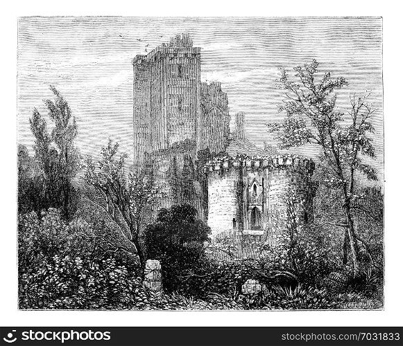 The Castle of Lavardin. - Drawing Tirpenne, vintage engraved illustration. Magasin Pittoresque 1875.