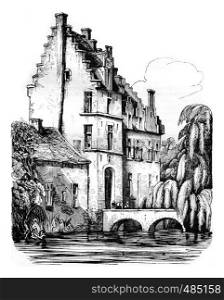 The Castle of Rubens, Steen, vintage engraved illustration. Magasin Pittoresque 1836.