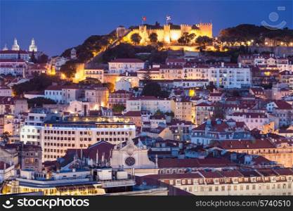 The Castle of Sao Jorge is a Moorish castle occupying a commanding hilltop overlooking the historic centre of the Portuguese city of Lisbon