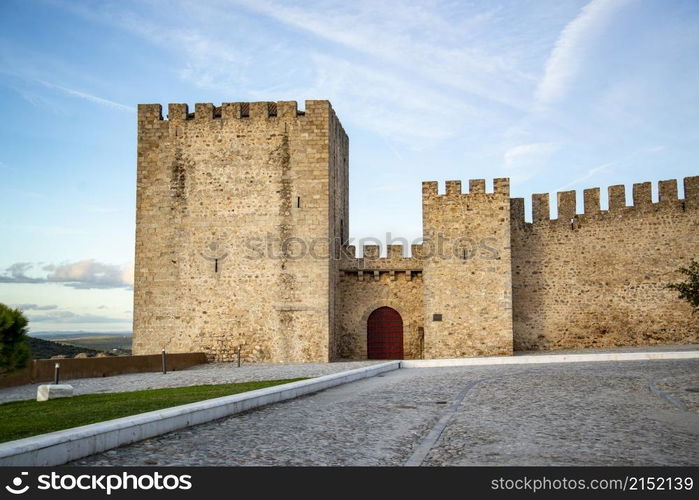 the Castle or castelo de Elvas in the city of Elvas in Alentejo in Portugal. Portugal, Elvas, October, 2021