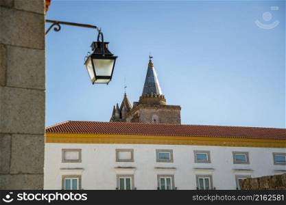 the Catedral or Se and Monastery of Evero in the old Town of the city Evora in Alentejo in Portugal. Portugal, Evora, October, 2021