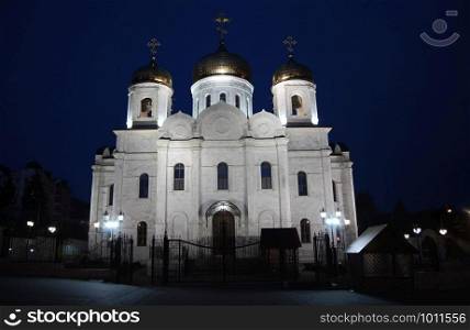 The Cathedral of Christ the Savior in Pyatigorsk in the winter evening 21 feb 2016