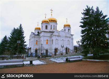 The Cathedral of Christ the Savior in Pyatigorsk in wintertime
