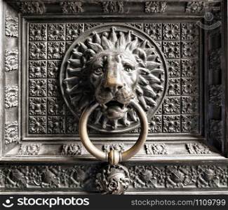 The cathedral of Cologne. Lions head door knocker
