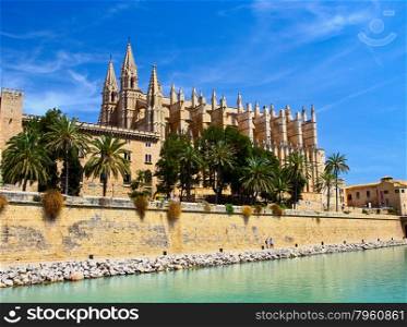 the Cathedral of Santa Maria of Palma and Parc del Mar Majorca, Spain