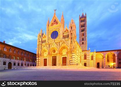 The Cathedral of Siena (Duomo di Siena) at night, Italy