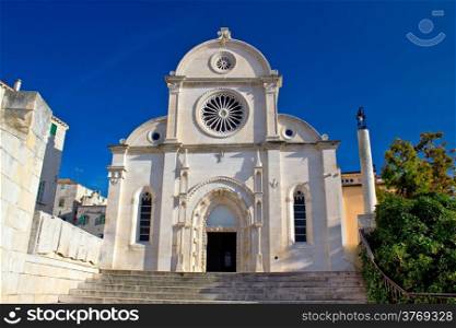 The Cathedral of St James in Sibenik facade view, UNESCO world heritage site in Croatia