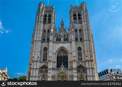 The Cathedral of St. Michael and St. Gudula, a medieval Catholic cathedral in Brussels, Belgium, one of the finest examples of Brabantine Gothic architecture