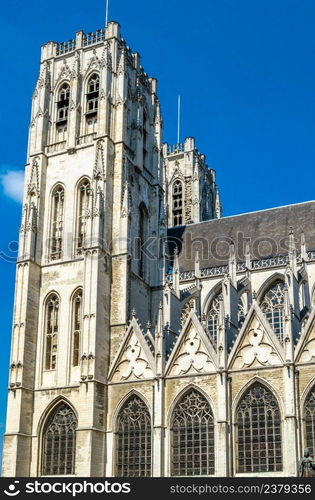 The Cathedral of St. Michael and St. Gudula, a medieval Catholic cathedral in Brussels, Belgium, one of the finest examples of Brabantine Gothic architecture