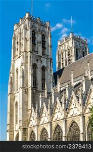 The Cathedral of St. Michael and St. Gudula, a medieval Catholic cathedral in Brussels, Belgium, one of the finest examples of Brabantine Gothic architecture
